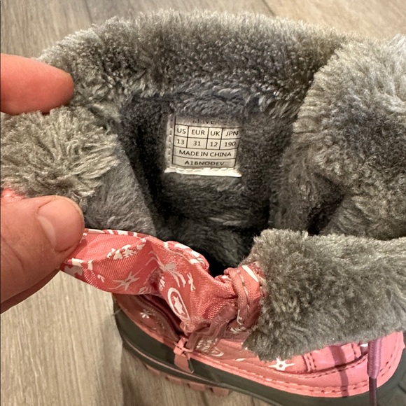 Pink and Gray Snow Boots with Fur Trim - Picture 6 of 6